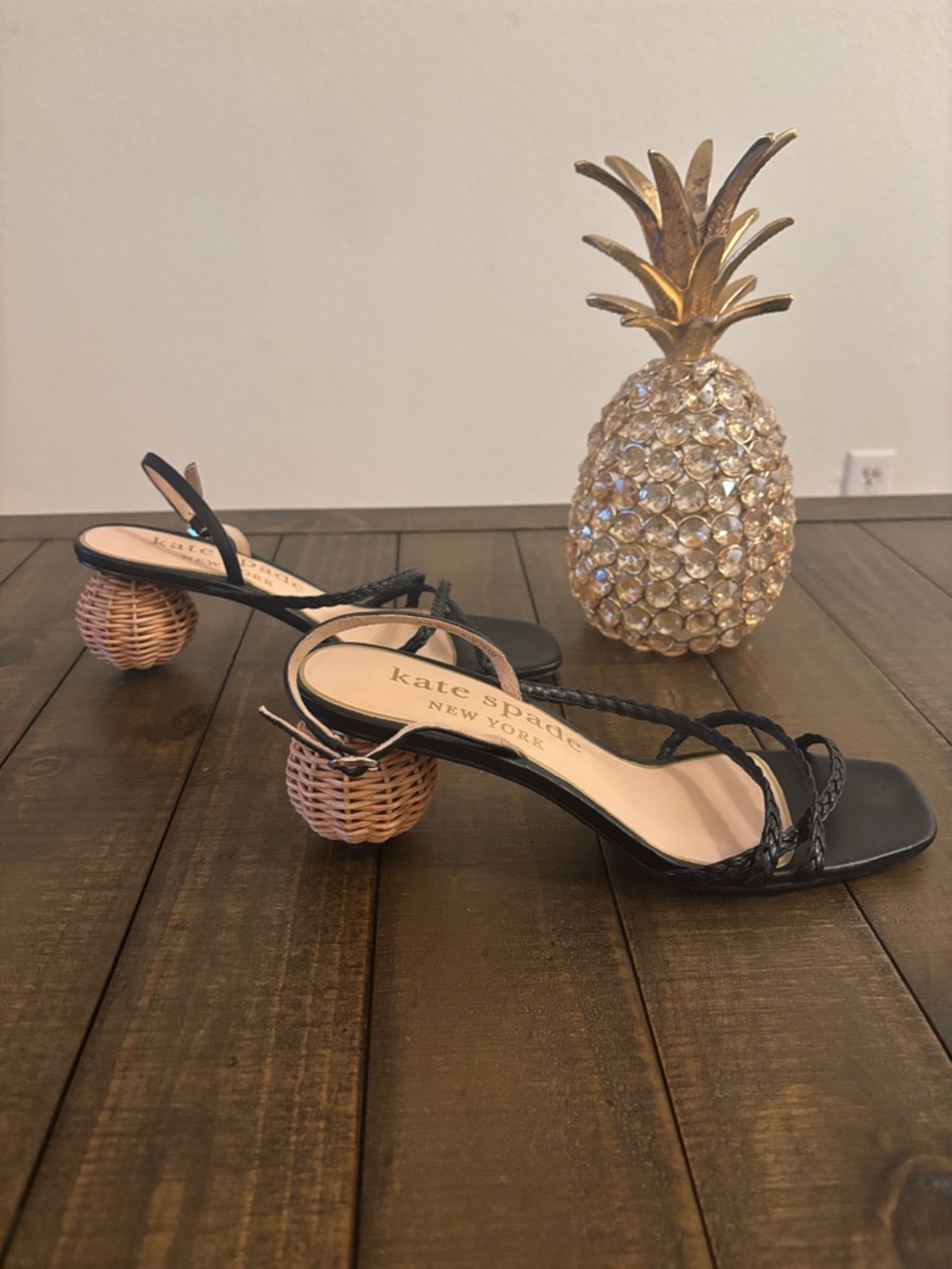 kate spade Black Braided Strap Slingback Heels - Picture 2 of 3